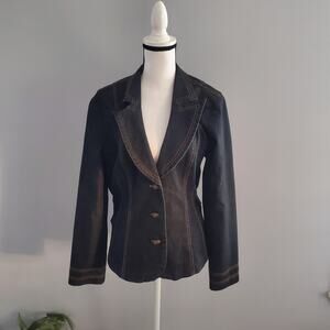 Bisou Bisou Denim Jean Jacket Dark Blue L